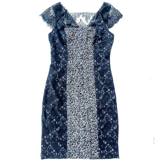 KAY UNGER Lace Illusion Black Cocktail Dress 4 – Elegant Formal Sheath Evening - Picture 2 of 11